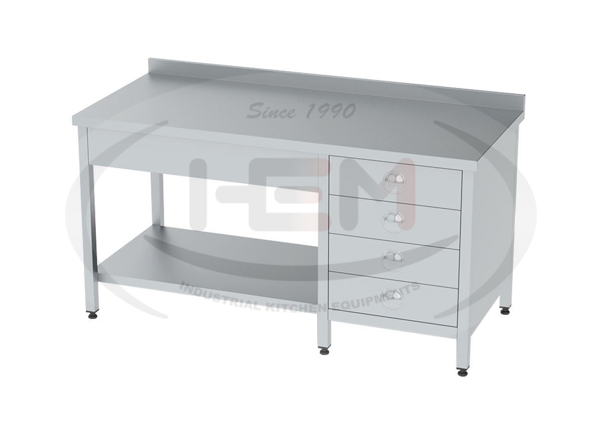 Taban Raflı Çekmeceli Çalışma Tezgahı  100X60X85